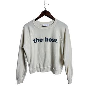 Self Contrast The Boss Graphic Crewneck Sweatshirt Ivory Womans S